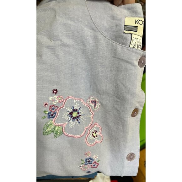 Vintage Koret Linen Blend Floral Pant Suit Sz Large Womens Purple Button Front S - Picture 5 of 16